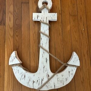 Rustic White Anchor Wall Decor